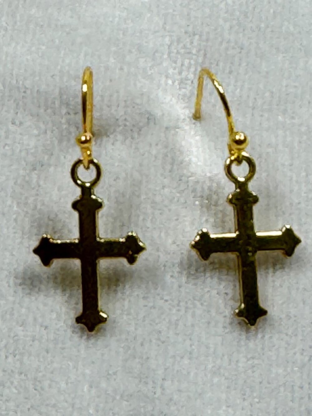 Gold Tone Cross Dangle Earrings Christian Faith Jewelry 3/4 Inch  E275
